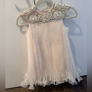 Marchesa Ivory Pleated Tulle Dress with Beaded Details